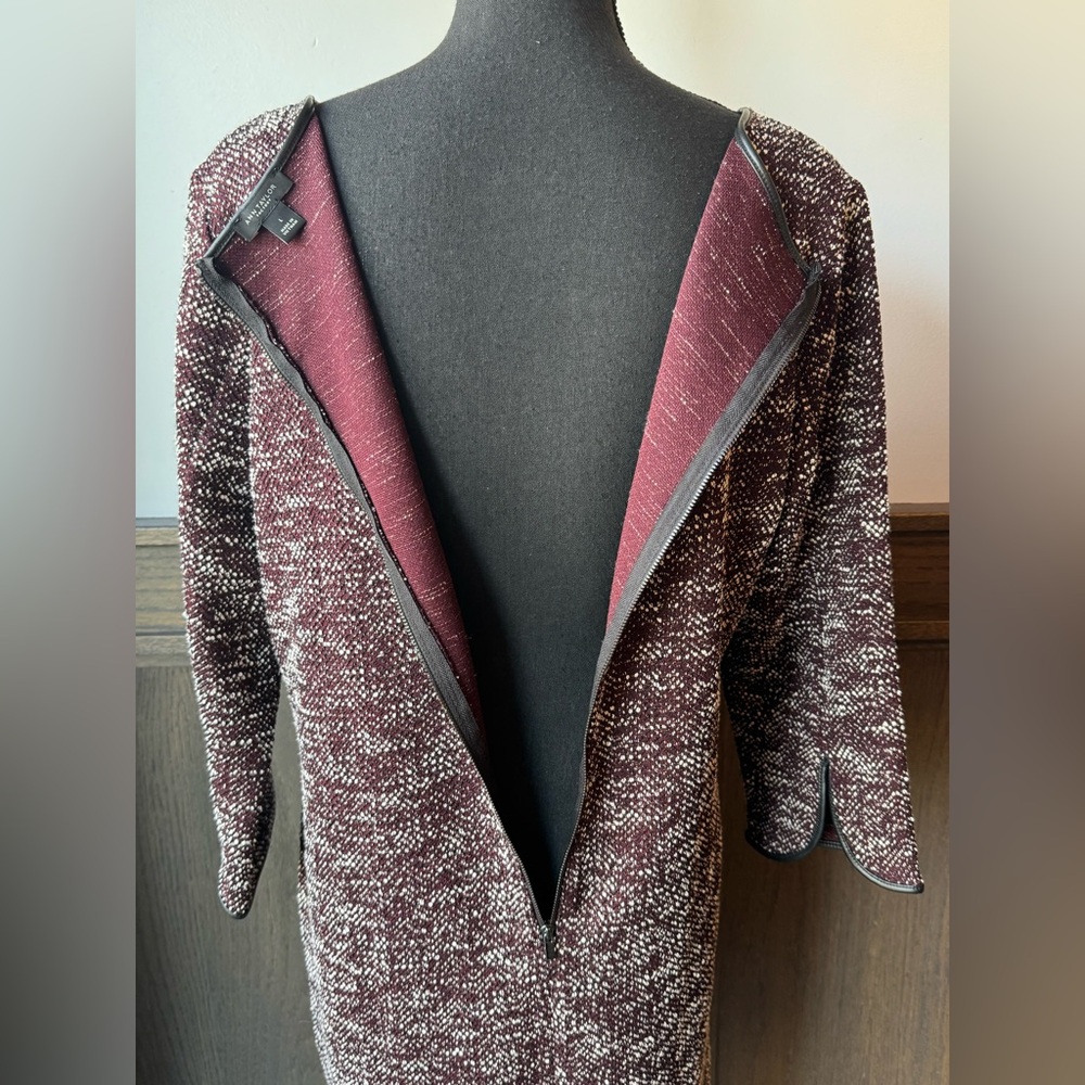 Ann Taylor Factory Marled Burgundy and Ivory Knit Dress Large - Picture 5 of 10